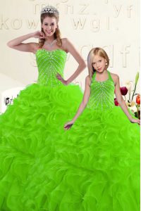 Custom Made Floor Length Lace Up Quinceanera Gown for Military Ball and Sweet 16 and Quinceanera with Beading and Ruffle