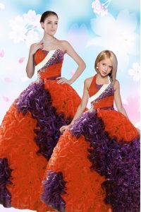 Sequins Ball Gowns 15 Quinceanera Dress Multi-color Strapless Fabric With Rolling Flowers Sleeveless Floor Length Lace U