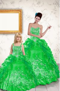 Amazing Green Sweetheart Lace Up Beading and Embroidery and Pick Ups Ball Gown Prom Dress Sleeveless