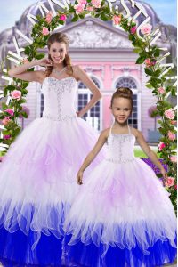 Fantastic Tulle Sleeveless Floor Length Ball Gown Prom Dress and Beading