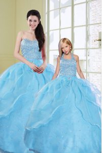 Organza Sleeveless Floor Length Quinceanera Dresses and Beading and Sequins