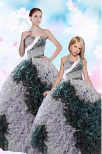 Sleeveless Lace Up Floor Length Sequins and Pick Ups Quinceanera Dress