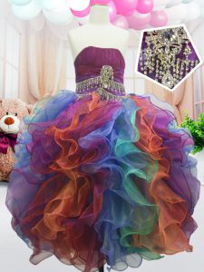 Floor Length Ball Gowns Sleeveless Multi-color Little Girls Pageant Dress Zipper