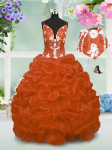 Taffeta Sleeveless Floor Length Child Pageant Dress and Beading and Pick Ups