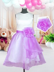 Scoop Lilac Sleeveless Organza Zipper Flower Girl Dresses for Less for Military Ball and Sweet 16 and Quinceanera