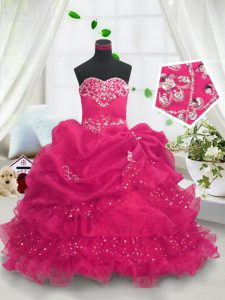Charming Sleeveless Lace Up Floor Length Beading and Ruffled Layers and Pick Ups Pageant Gowns For Girls