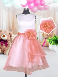 Scoop Sleeveless Zipper Flower Girl Dresses for Less Baby Pink Organza