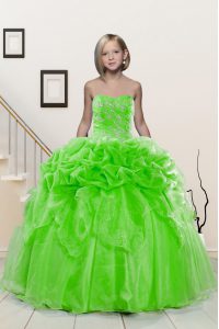 Inexpensive Sweetheart Neckline Beading and Pick Ups Child Pageant Dress Sleeveless Lace Up