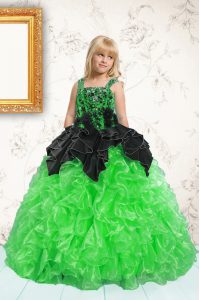 New Arrival Green Pageant Dress for Teens Party and Wedding Party and For with Beading and Pick Ups Straps Sleeveless La