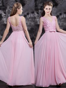 Great Floor Length Baby Pink Mother Of The Bride Dress Sleeveless Side Zipper