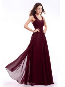 Vintage Burgundy Prom Dress Prom and For with Hand Made Flower Straps Sleeveless Zipper
