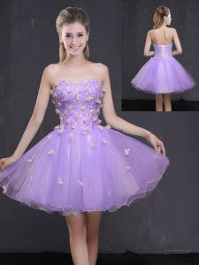 Custom Design Lavender Sweetheart Lace Up Appliques Evening Dress Sleeveless