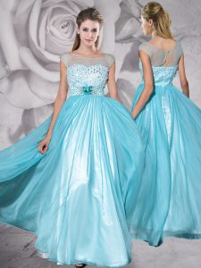 Cap Sleeves Beading and Appliques Zipper Prom Gown