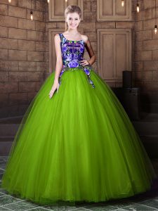 Discount One Shoulder Sleeveless Tulle Sweet 16 Dresses Pattern Lace Up