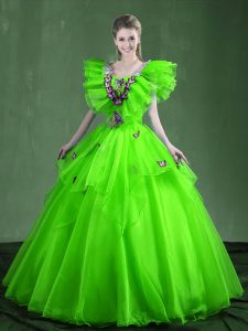 New Arrival Floor Length Lace Up 15 Quinceanera Dress for Military Ball and Sweet 16 and Quinceanera with Appliques and 