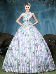 Best Straps Floor Length Lace Up Sweet 16 Quinceanera Dress Multi-color for Military Ball and Sweet 16 and Quinceanera w