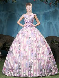 Chic Straps Sleeveless Tulle Vestidos de Quinceanera Appliques and Pattern Lace Up