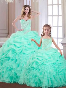 Pick Ups Floor Length Ball Gowns Sleeveless Apple Green Quinceanera Dress Lace Up