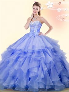 Top Selling Organza Sleeveless Floor Length Ball Gown Prom Dress and Beading and Ruffles