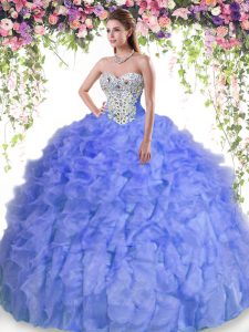 Extravagant Floor Length Ball Gowns Sleeveless Lavender Quinceanera Gown Lace Up