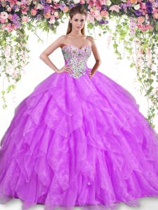 Top Selling Purple Quinceanera Gown Military Ball and Sweet 16 and Quinceanera and For with Beading and Ruffles Sweethea