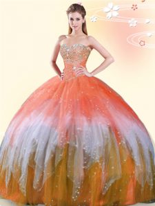 Multi-color Lace Up Sweetheart Beading Vestidos de Quinceanera Tulle Sleeveless