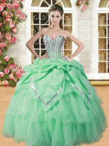 Custom Made Pick Ups Ball Gowns Ball Gown Prom Dress Sweetheart Organza Sleeveless Floor Length Lace Up