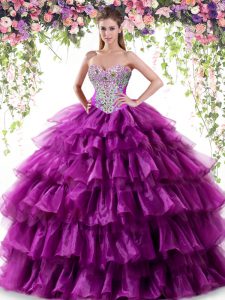 New Arrival Ruffled Floor Length Ball Gowns Sleeveless Purple Sweet 16 Quinceanera Dress Lace Up