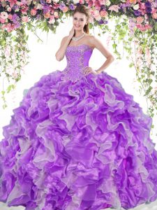 Smart Sleeveless Beading and Ruffles Lace Up Sweet 16 Quinceanera Dress