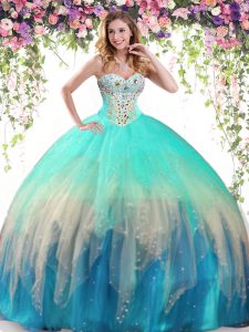 Deluxe Multi-color Sleeveless Tulle Lace Up Ball Gown Prom Dress for Military Ball and Sweet 16 and Quinceanera