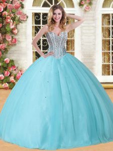 Adorable Sleeveless Lace Up Floor Length Beading Sweet 16 Quinceanera Dress