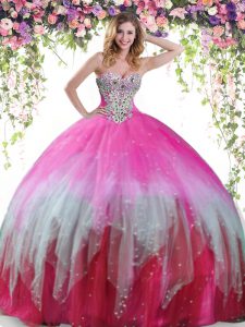 Glamorous Multi-color Quinceanera Gowns Military Ball and Sweet 16 and Quinceanera and For with Beading Sweetheart Sleev