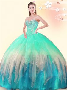 New Arrival Multi-color Lace Up Sweetheart Beading Quinceanera Gowns Tulle Sleeveless