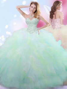 Best Selling Sweetheart Sleeveless Tulle Vestidos de Quinceanera Beading Lace Up