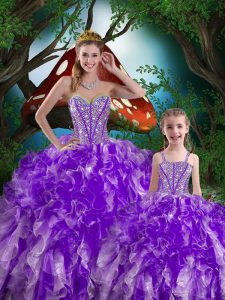 Fabulous Floor Length Eggplant Purple Quinceanera Gown Sweetheart Sleeveless Lace Up