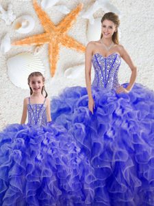 Super Floor Length Ball Gowns Sleeveless Blue Quince Ball Gowns Lace Up