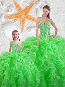 Fantastic Organza Sleeveless Floor Length Quinceanera Gowns and Beading and Ruffles