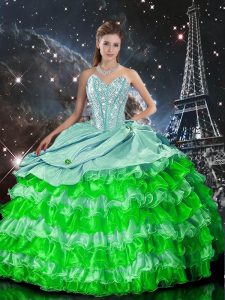 Ball Gowns Quince Ball Gowns Multi-color Sweetheart Organza Sleeveless Floor Length Zipper