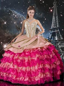 Multi-color Quinceanera Gown Military Ball and Sweet 16 and Quinceanera and For with Beading and Ruffles Sweetheart Slee