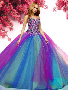 Fabulous Multi-color Sleeveless Tulle Lace Up Vestidos de Quinceanera for Military Ball and Sweet 16 and Quinceanera