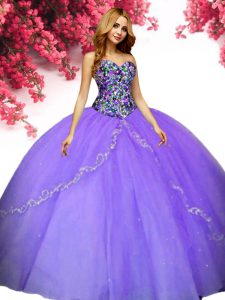 Custom Design Sleeveless Lace Up Floor Length Beading Quince Ball Gowns