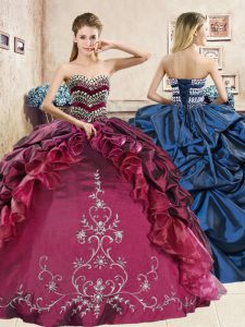 Adorable Red and Royal Blue Quinceanera Gown Military Ball and Sweet 16 and Quinceanera and For with Beading and Embroid