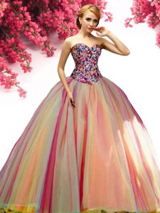 Multi-color 15 Quinceanera Dress Military Ball and Sweet 16 and Quinceanera and For with Beading Sweetheart Sleeveless L