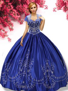 Taffeta Sleeveless Floor Length Sweet 16 Dresses and Embroidery