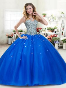 Gorgeous Floor Length Ball Gowns Sleeveless Royal Blue Sweet 16 Dresses Lace Up