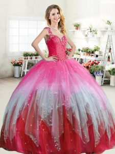 Artistic Straps Ruffled Floor Length Ball Gowns Sleeveless Multi-color Sweet 16 Dresses Zipper