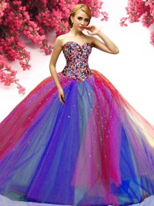 Multi-color Vestidos de Quinceanera Military Ball and Sweet 16 and Quinceanera and For with Beading Sweetheart Sleeveles