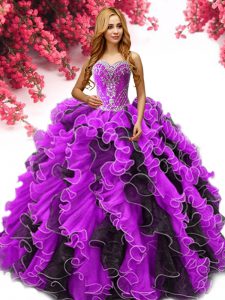 Dynamic Multi-color Quinceanera Gown Military Ball and Sweet 16 and Quinceanera and For with Beading and Ruffles Sweethe