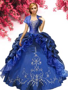 Flare Ball Gowns Ball Gown Prom Dress Royal Blue Sweetheart Taffeta Sleeveless Floor Length Lace Up