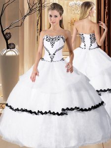 Free and Easy Sweetheart Sleeveless Organza 15 Quinceanera Dress Beading and Embroidery Lace Up